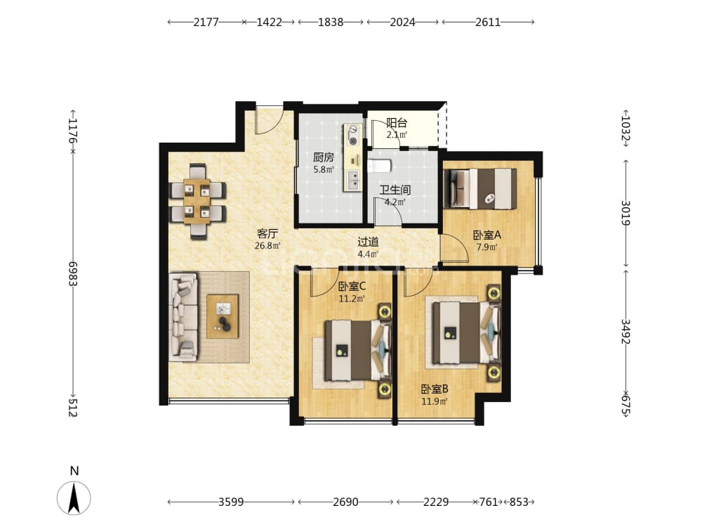 宝生Midtown 105125407207 户型图