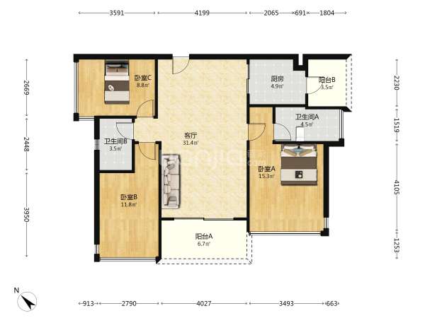 方直珑樾山花园户型图
